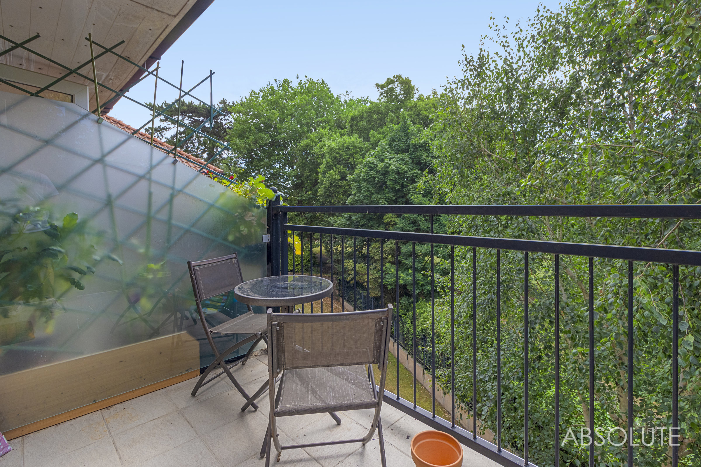 Private balcony overlooking park