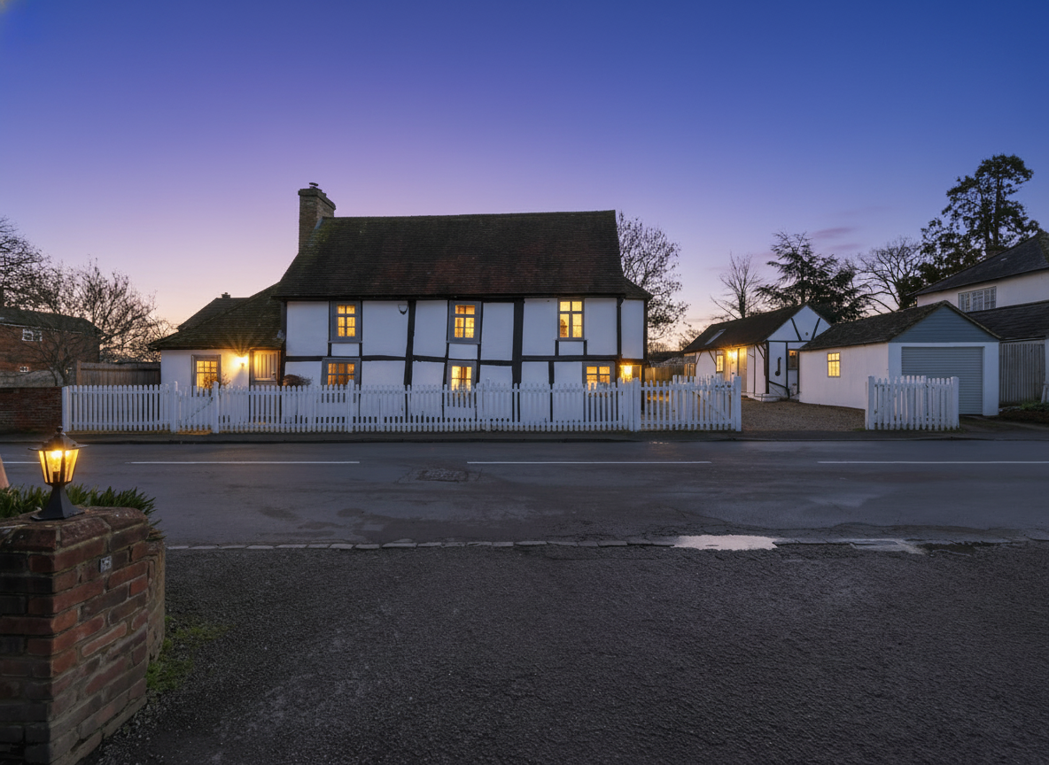 Front of Cottage Twilight - watermark removed